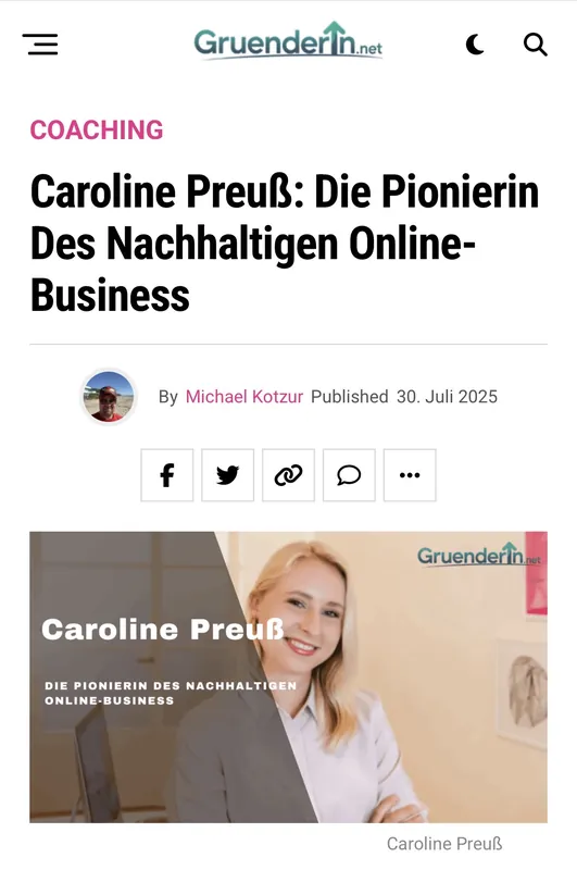 Caroline Preuß – Pionierin des nachhaltigen Online-Business auf Gruenderin.net