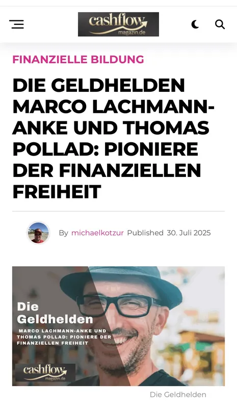 Marco Lachmann-Anke & Thomas Pollad (Die Geldhelden) im Magazin cashflow