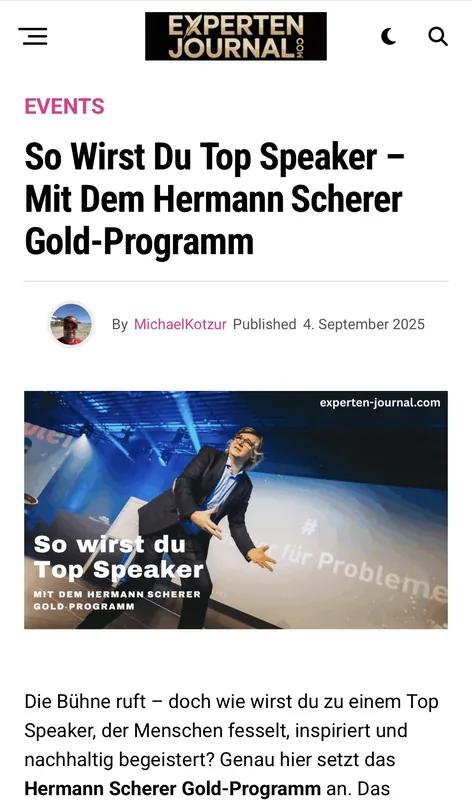 Hermann Scherer – Top-Speaker Gold-Programm im EXPERTEN JOURNAL