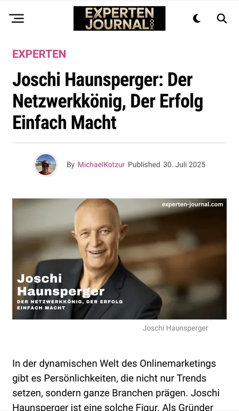 Joschi Haunsperger – „Der Netzwerkkönig“ im EXPERTEN JOURNAL