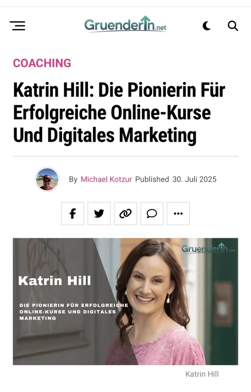 Katrin Hill – Expertin für Online-Kurse und digitales Marketing auf Gruenderin.net