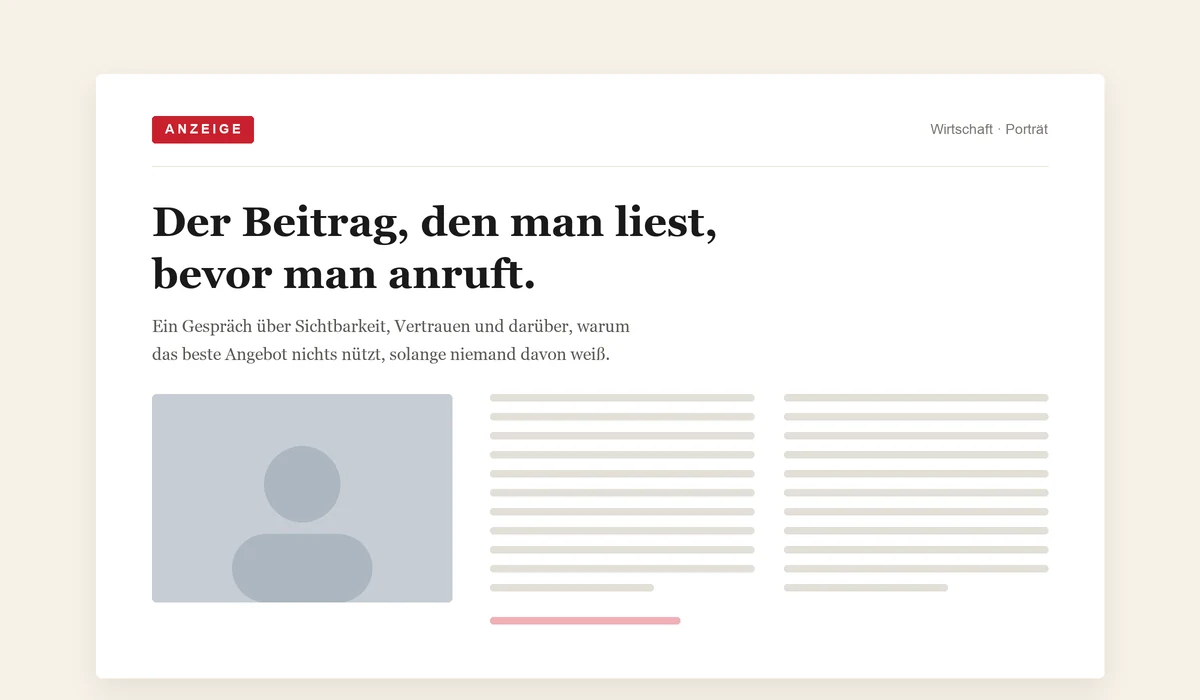 Magazinseite mit der Kennzeichnung „Anzeige“ – so sieht ein Advertorial aus